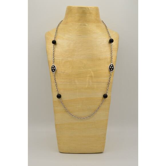 Givenchy Vintage Logo Necklace Reversible Black Bead Chain Runway Signed Bin1D - Picture 3 of 12